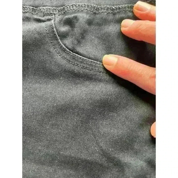 Mud Pie Black Jeggings with faux front pockets and fringe detail to ankle Size L - Picture 4 of 6